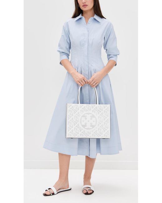 Tory Burch White Ella Bio Perforated Small Tote