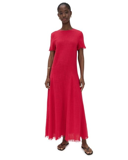 rust orange fall dress Staud Claretta Dress in Sunburst – Hampden Clothing main image 1