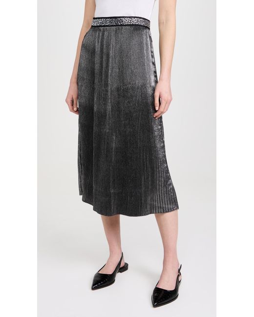 Le Superbe Black Foil Pleated Skirt