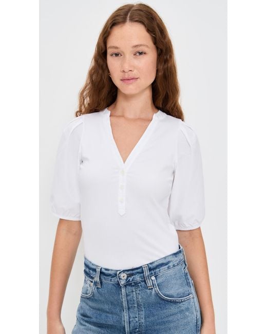 Madewell White Puff Sleeve Knit Top