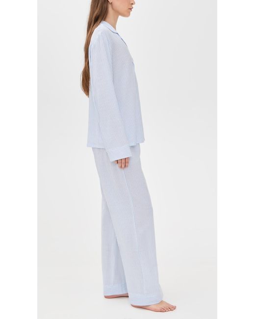 Eberjey White Nautico Long Pajama Set