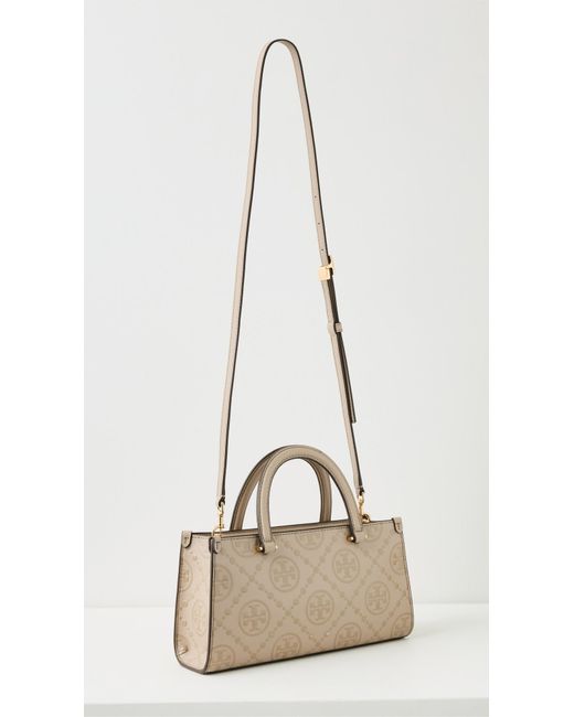 Tory Burch Natural T Monogram Embossed E/W Small Tote