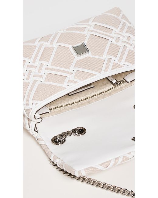 Tory Burch Natural Kira Woven Canvas Small Convertible Shoulder Bag