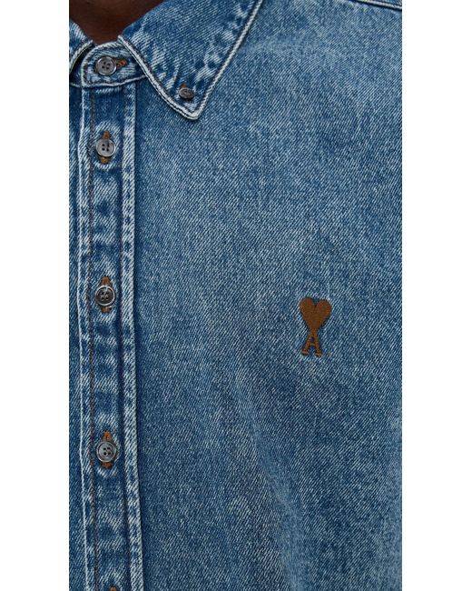 AMI Blue Used Light Denim Jacket for men