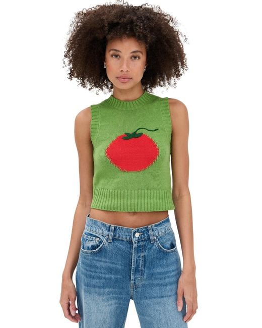 Staud Green Pingo Sweater Vest