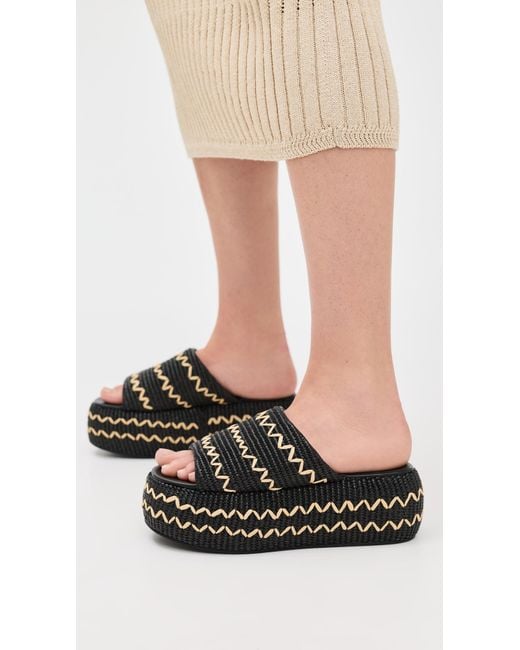 Simon Miller Black Zig Zag Raffia Cloudy Platform Sandals