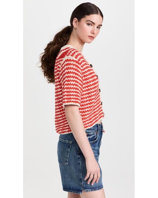 Closed Red Cosed Short Seeve Cardigan