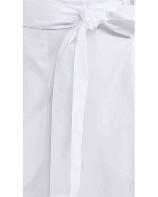 Tibi White Eco Poplin Back Wrap Skirt
