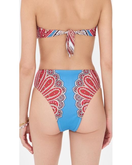Farm Rio Blue Jandaya Dance High Waist Bikini Bottoms
