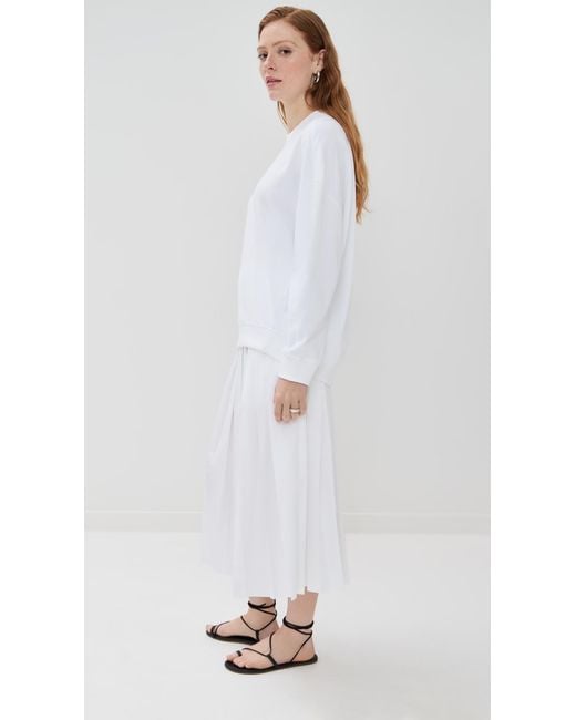 Tibi White Lightweight Crew Neck Sweatshirt