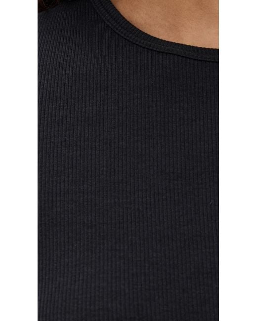 Tibi Black Circular Ribbed Crew Neck Pullover T-Shirt