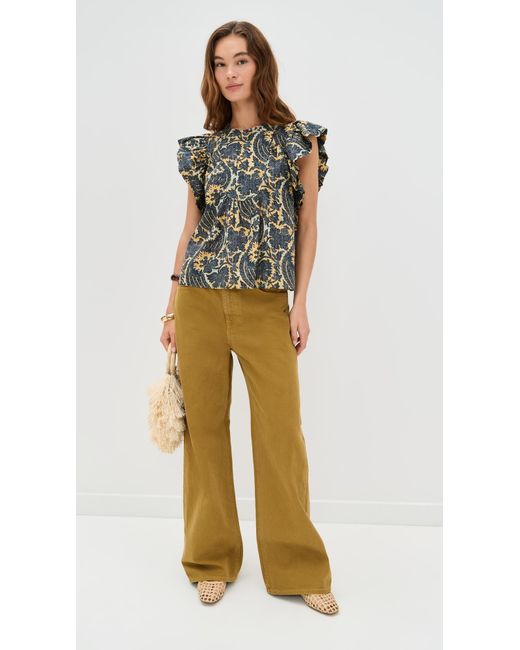 Ulla Johnson Black Sienna Flutter Sleeve Top