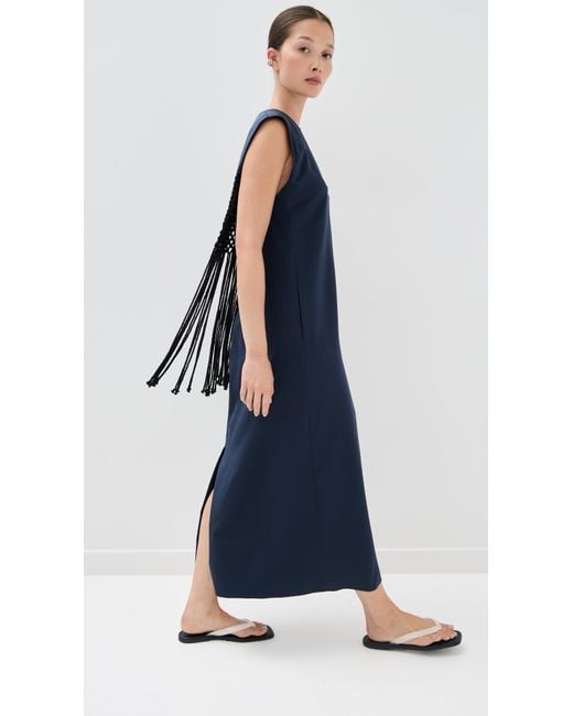 Tibi Blue Stretch Silk Nylon Macrame Dress