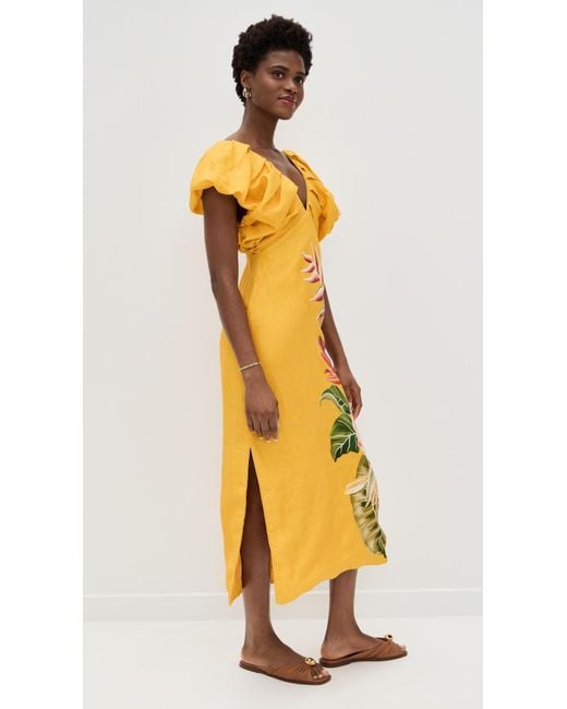 FARM Rio Spring Awakening Midi Dress in Yellow | Lyst