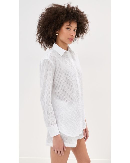 Le Bos White Cecelia Eyelet Button Down