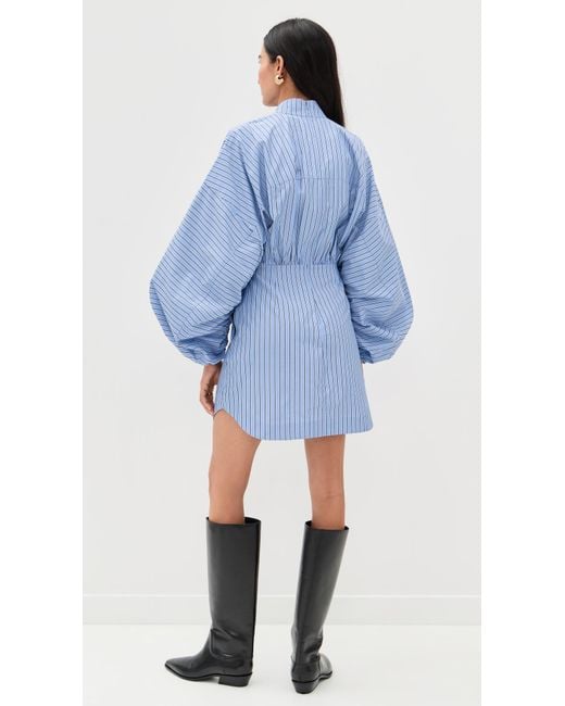 Zimmermann Blue Drawstring Stripe Mini Dress