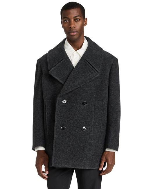 Lemaire Black Maxi Pea Coat for men