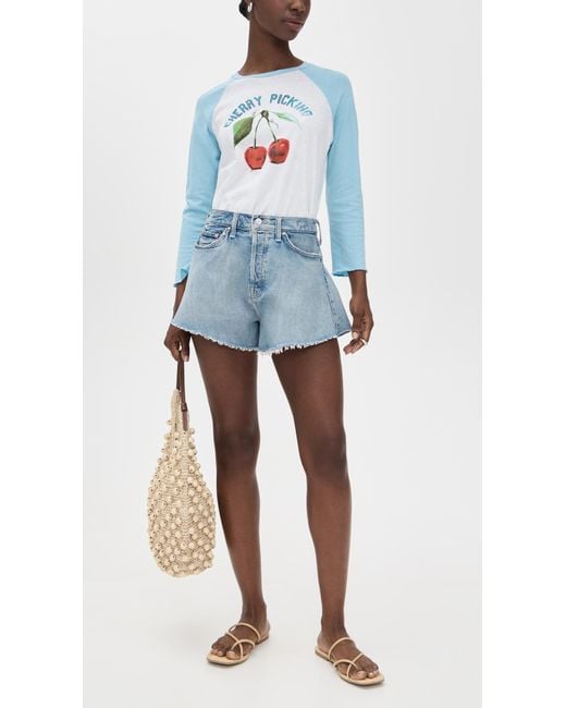 Mother Blue The Flutter Fray Jean Shorts