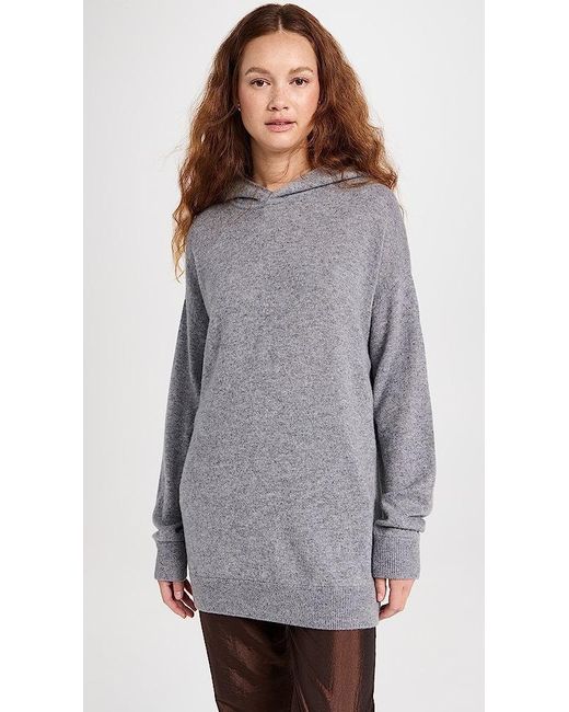 Tibi Feather Weight Cashmere Easy Hoodie in Gray Lyst