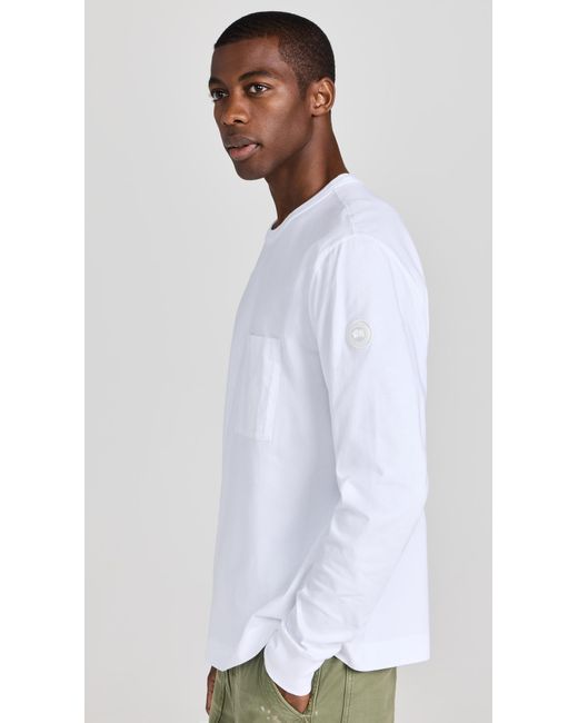 Canada Goose White Gladstone Long Sleeve T-Shirt for men