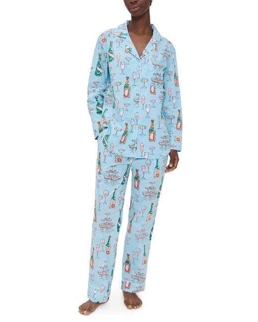 Printfresh Blue Champagne Tower Long Pj Set