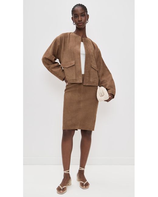 St. Agni Brown Suede Utility Cocoon Bomber