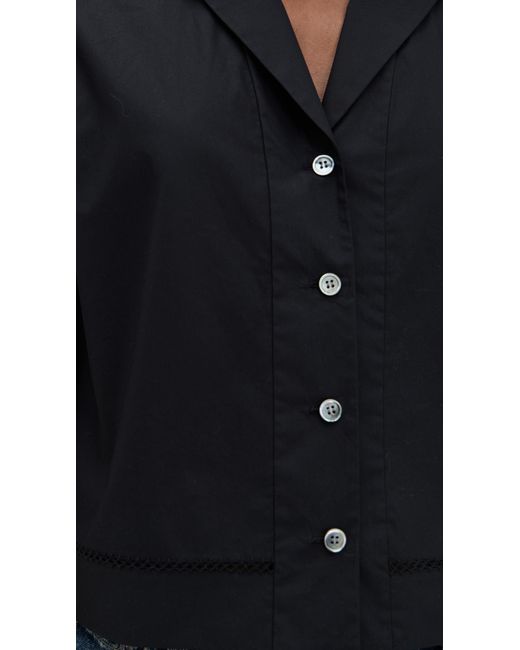 Theory Black Boxy Lapel Shirt