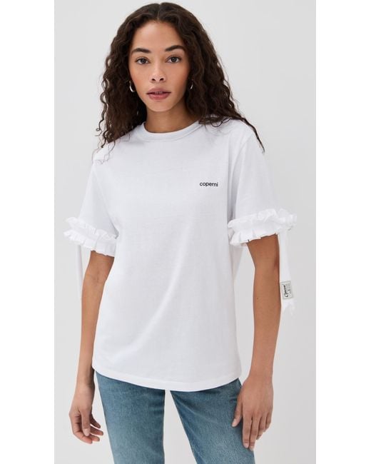 Coperni Ruffle Logo Boxy T-Shirt in White | Lyst