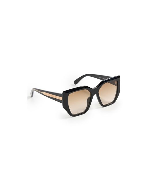 Stella McCartney Oversized Cat Eye Sunglasses Shiny Black / Gradient Brown
