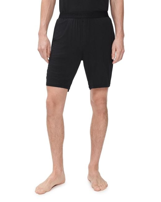 Calvin Klein Black Ultra Soft Modal Sleep Shorts for men