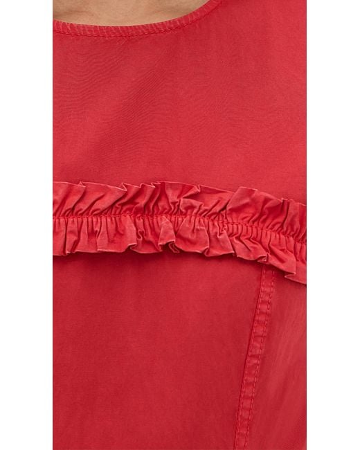 Ganni Red Washed Stretch Cotton Corset Mini Dress