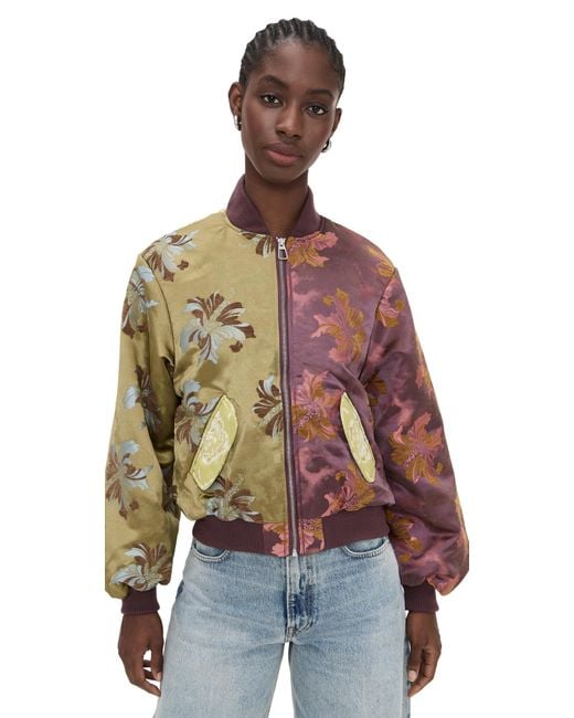 ALÉMAIS Red Adriana Jacquard Bomber Jacket