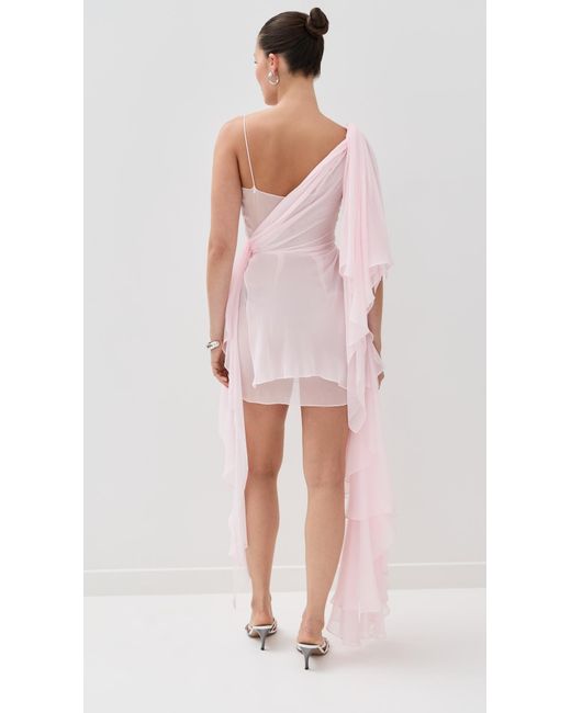 LAQUAN SMITH Asymmetrical Mini Dress With Ruffle Detail in Pink | Lyst LAQUAN SMITH Asymmetrical Mini Dress With Ruffle Detail in Pink | Lyst