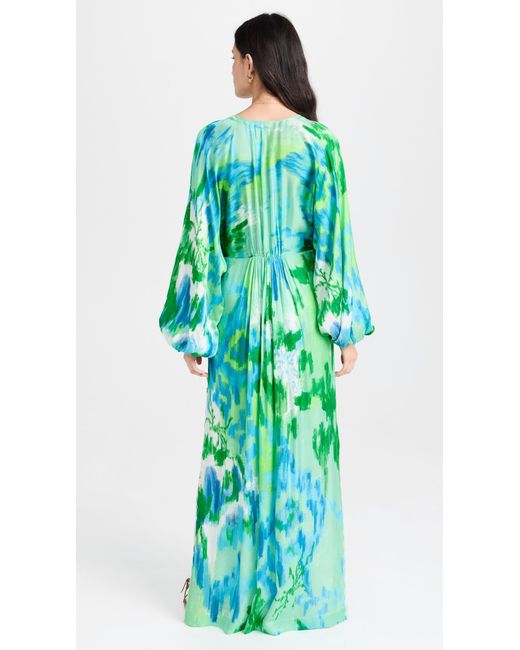Hemant & Nandita Green Caftan Dress With Printed Slip
