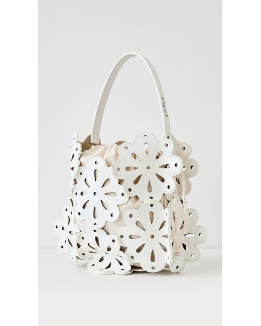 Staud White Flora Basket Bag