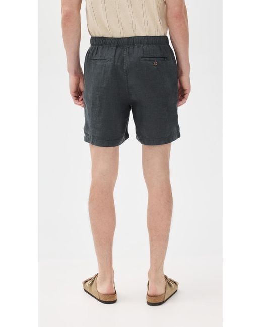 Faherty Brand Black Essential Linen Shorts 6.5 for men
