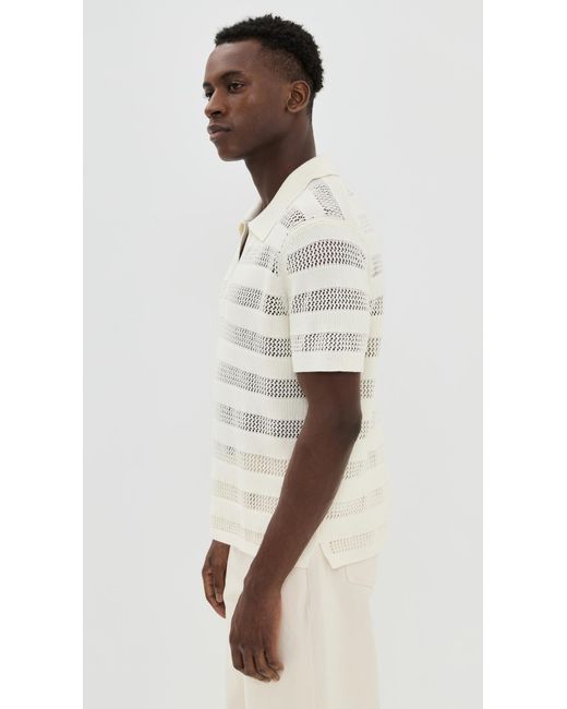 Jonathan Simkhai White Open Knit Polo for men