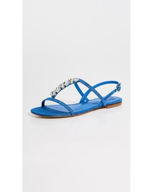 Larroude Blue Calypso Flat Sandals