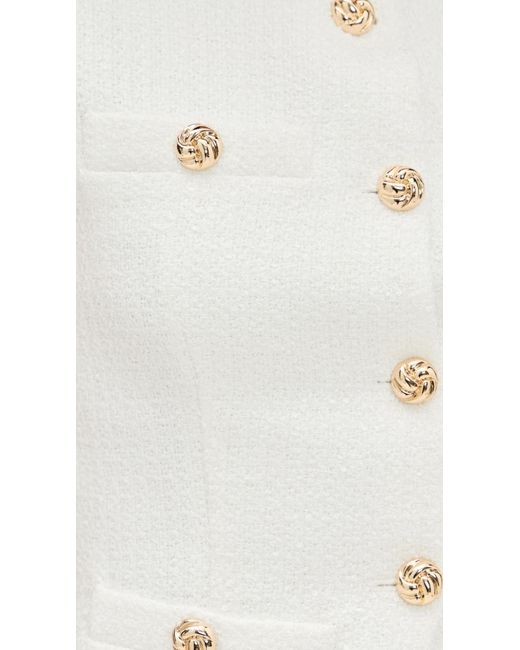 Endless Rose White Tweed Buttoned Long Split Top