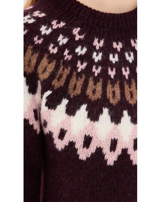 Veronica Beard Red Anne Fair Isle Pullover