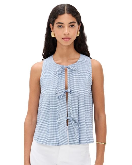 ALIGNE Blue Tally Gingham Tie Top