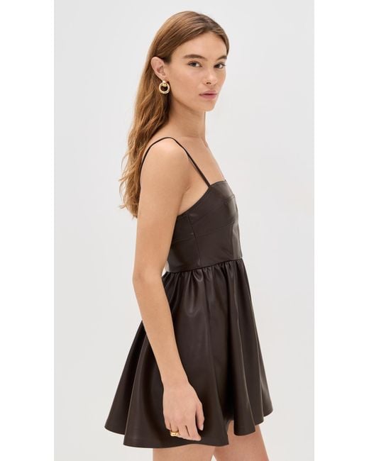 Susana Monaco Black Faux Leather Corset Flare String Dress