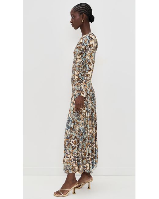 FARM Rio Long Sleeve Maxi Dress in Natural | Lyst
