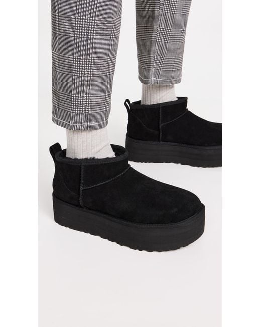 Ugg Black Classic Ultra Mini Platform Suede Classic Boots