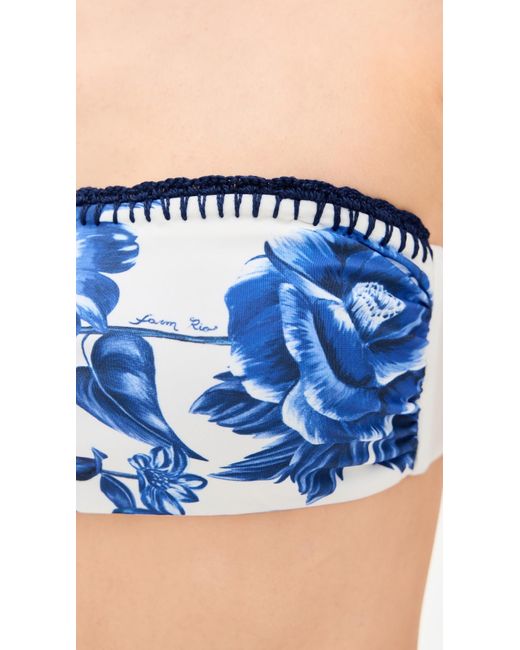 Farm Rio Blue Floral Cascade Bikini Top