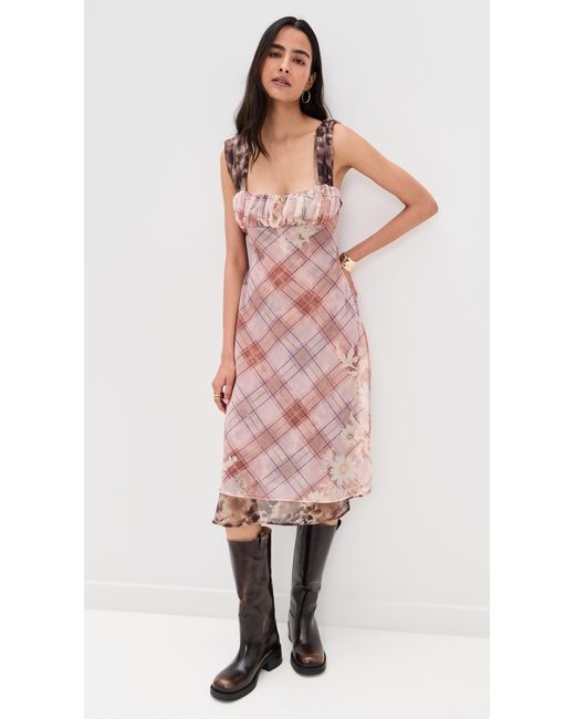 free people pink plaid dress Free People Laurel Plaid Mini Dress PinkCombo / S