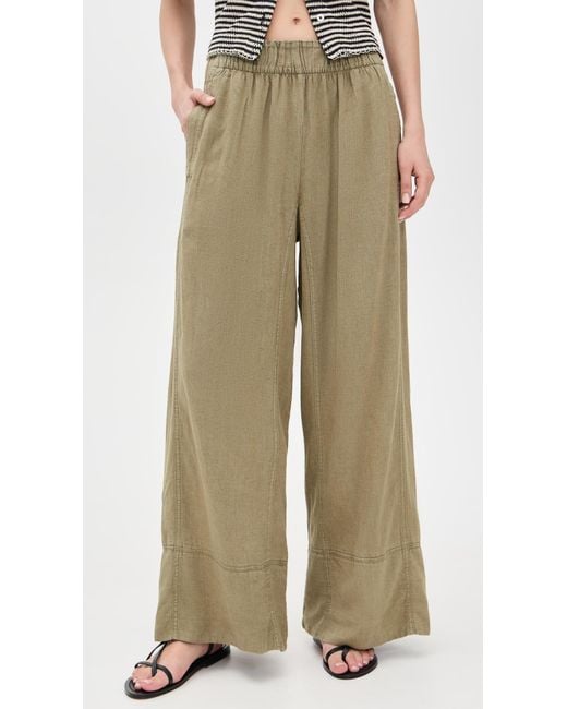 Free People Natural Days End Linen Pull On Pants