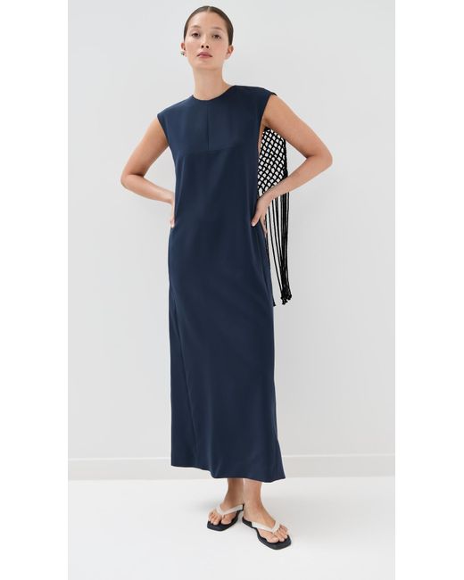 Tibi Blue Stretch Silk Nylon Macrame Dress