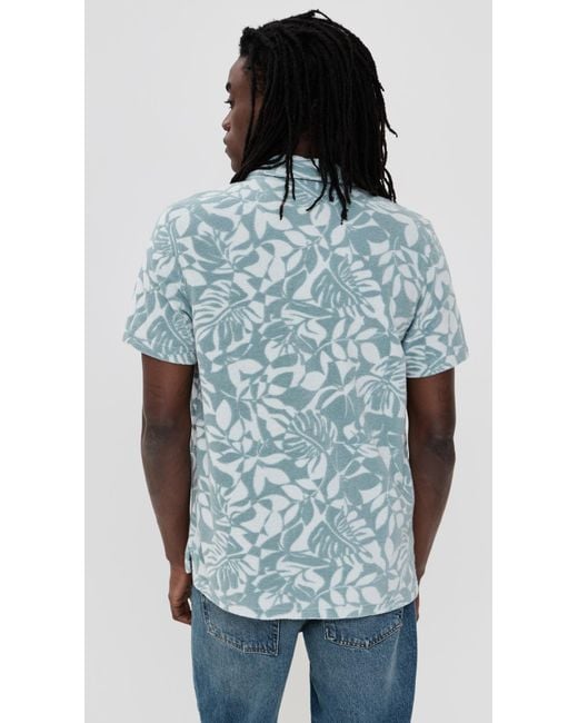 Faherty Brand Blue Cabana Towel Terry Shirt for men