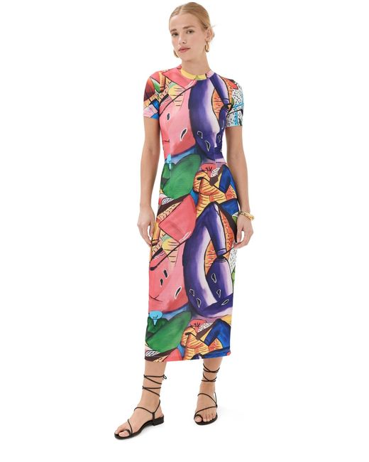 Stella Jean Multicolor Short Sleeved Dress Corta